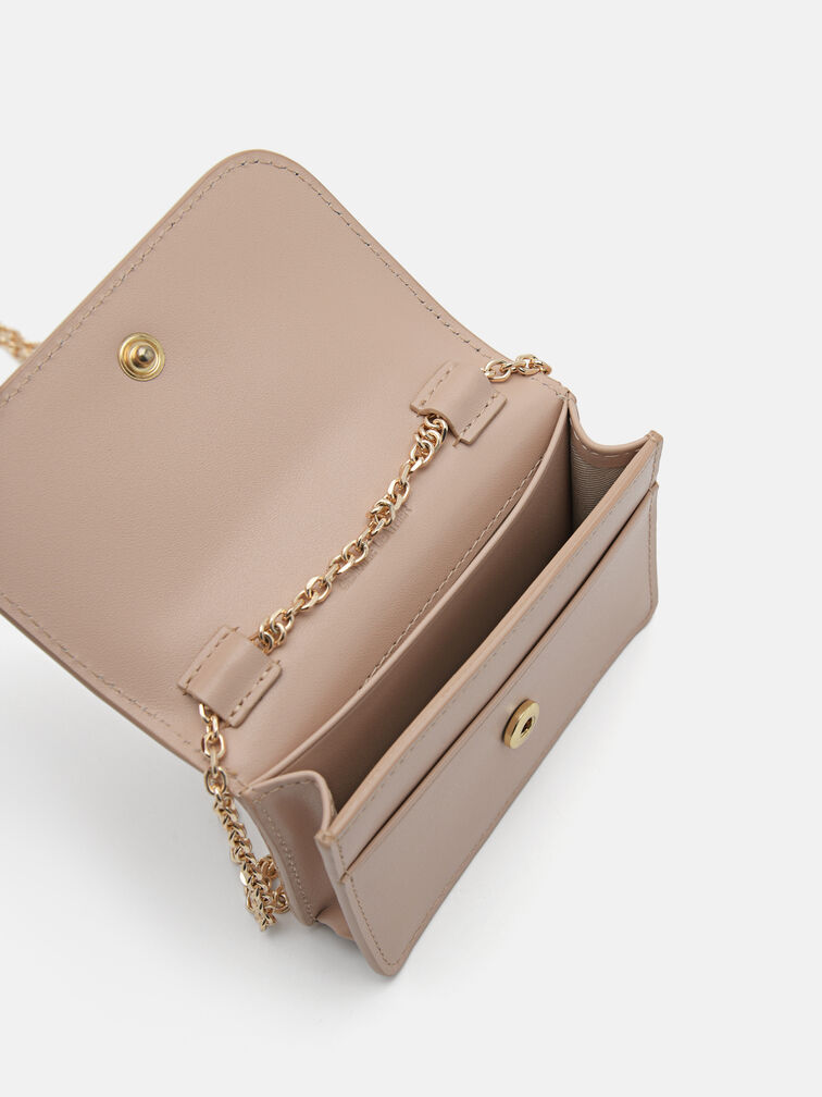 Leather Bi-Fold Card Holder, Nude