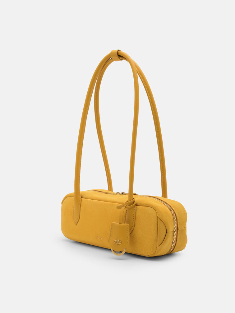 Caddie Suede Bowling Bag, Yellow
