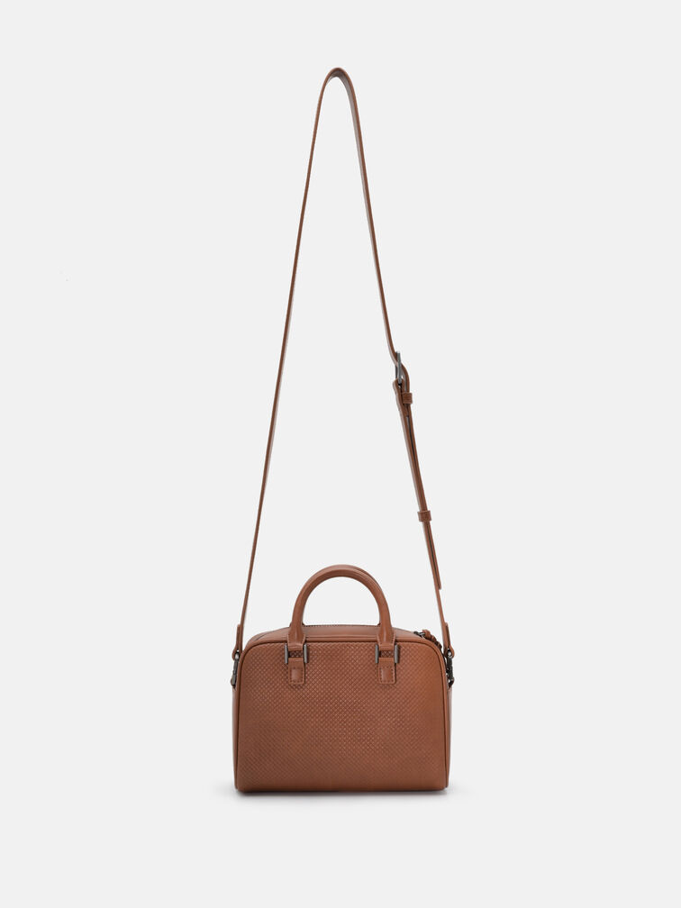 Crosby Crossbody Bag, Cognac Embossed