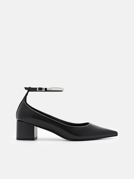 Lia Leather Heel Pumps, Black