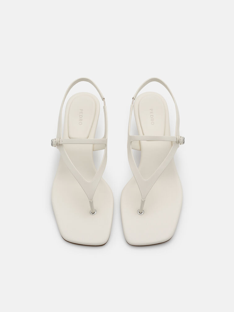 Eny Leather Heel Sandals, Chalk