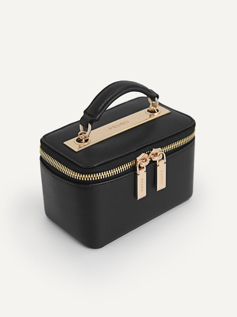 Ari Leather Mini Vanity Case, Black