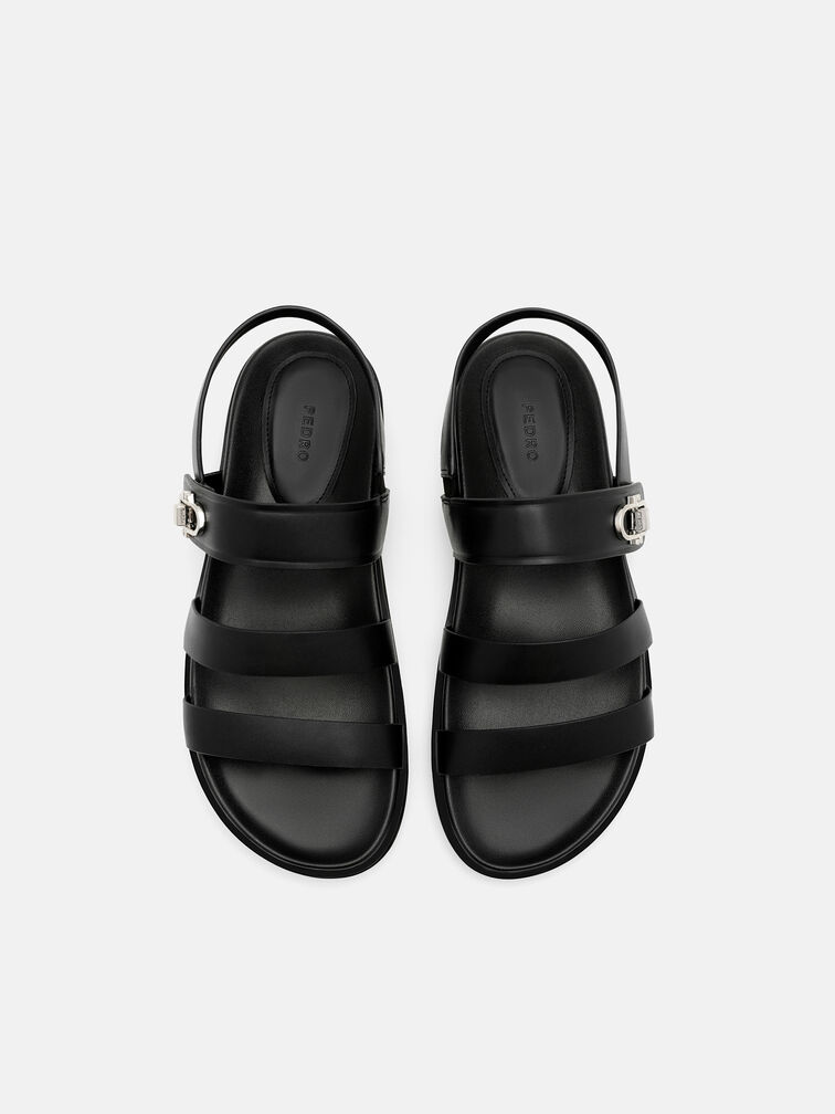 Sienna Leather Slingback Sandals, Black