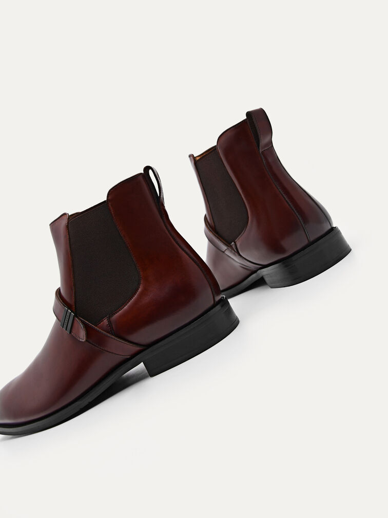 Brooklyn Leather Strapped Boots, Cognac