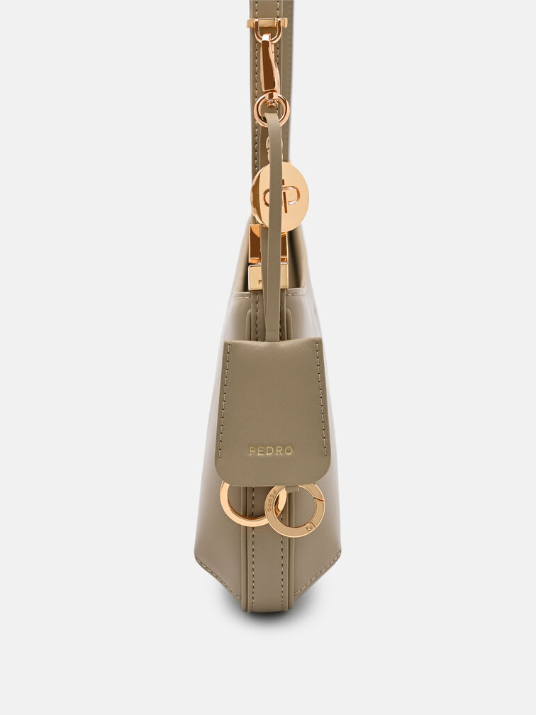 Jatte Leather Charm Shoulder Bag, Olive