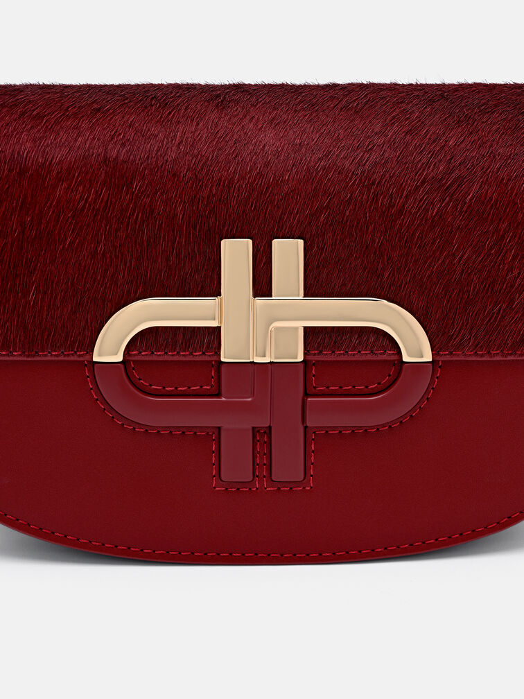 Duet Ponyhair Shoulder Bag, Red Pony