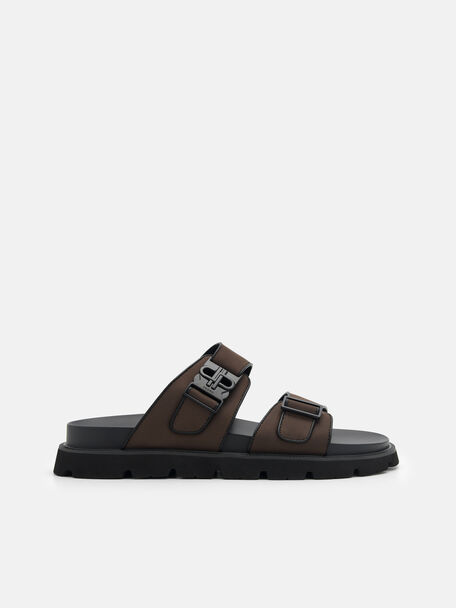 Slide Sandals, Dark Brown