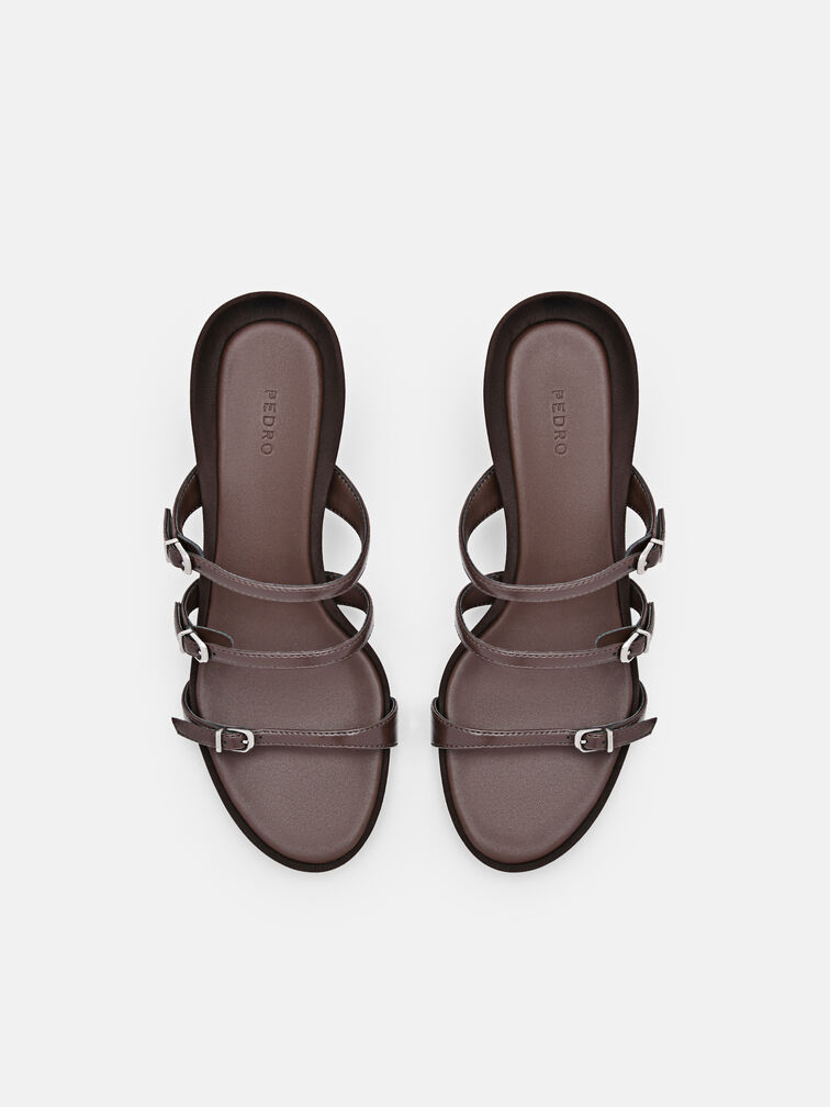 Helix Heel Sandals, Dark Brown