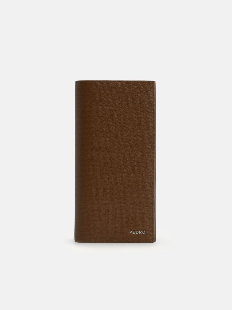 Full-Grain Long Leather Wallet, Dark Brown