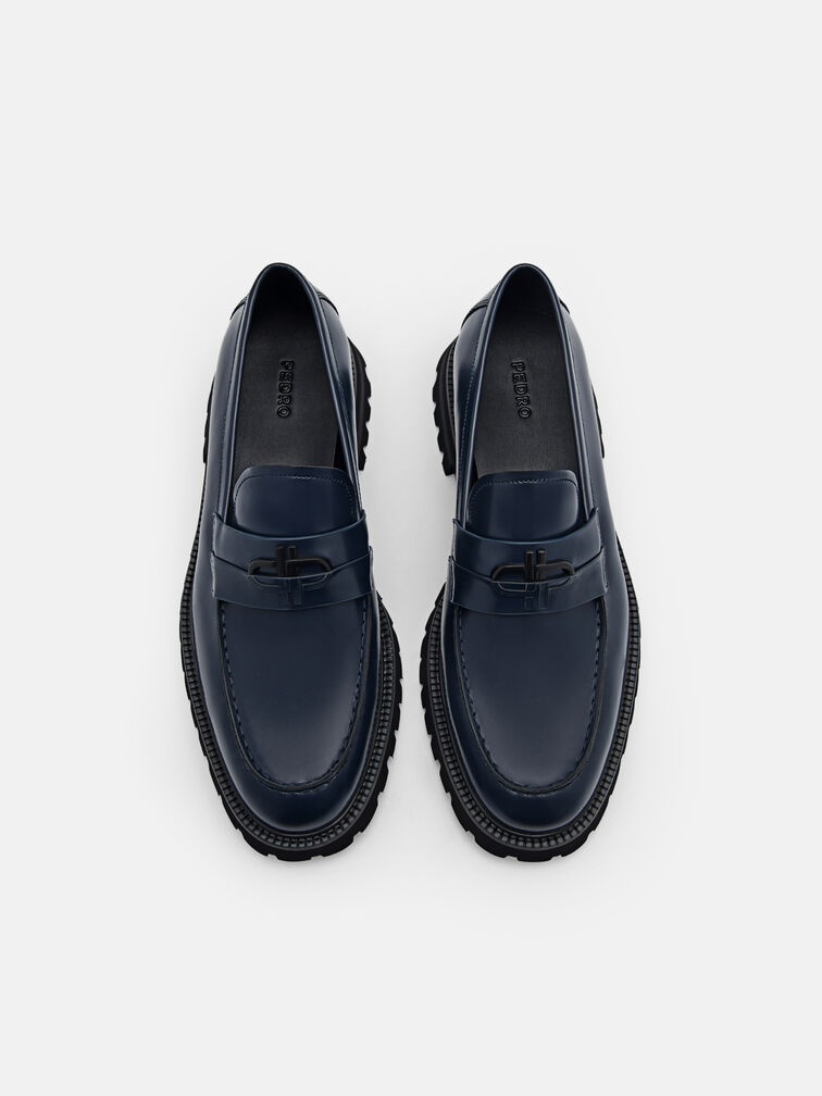 Leather Loafers, Navy
