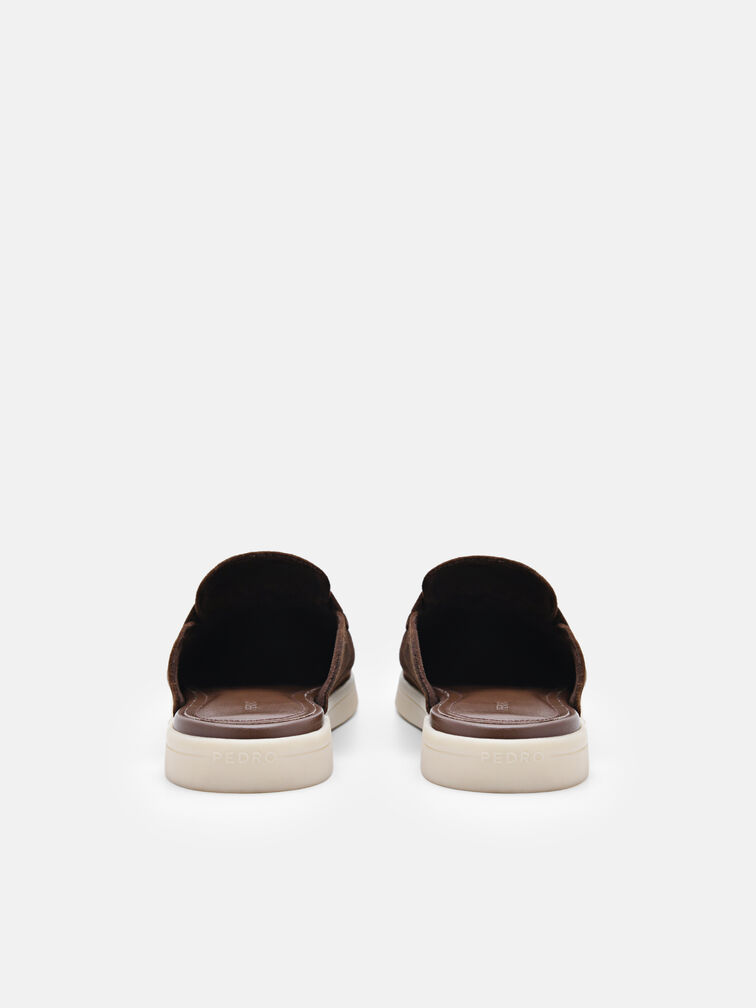 Suede Mules, Dark Brown