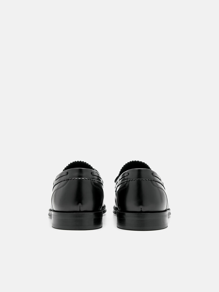 Leather Bow Loafers, Black
