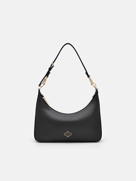Leather Hobo Bag, Black
