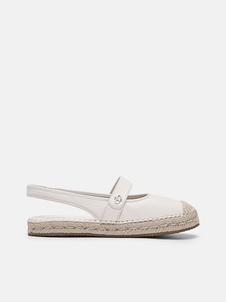 Leather Slingback Loafers, Chalk