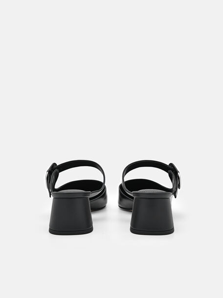 Bridget Leather Heel Mules, Black