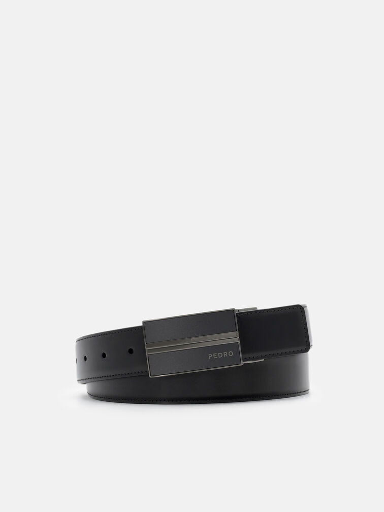 Leather Reversible Tang Belt, Black