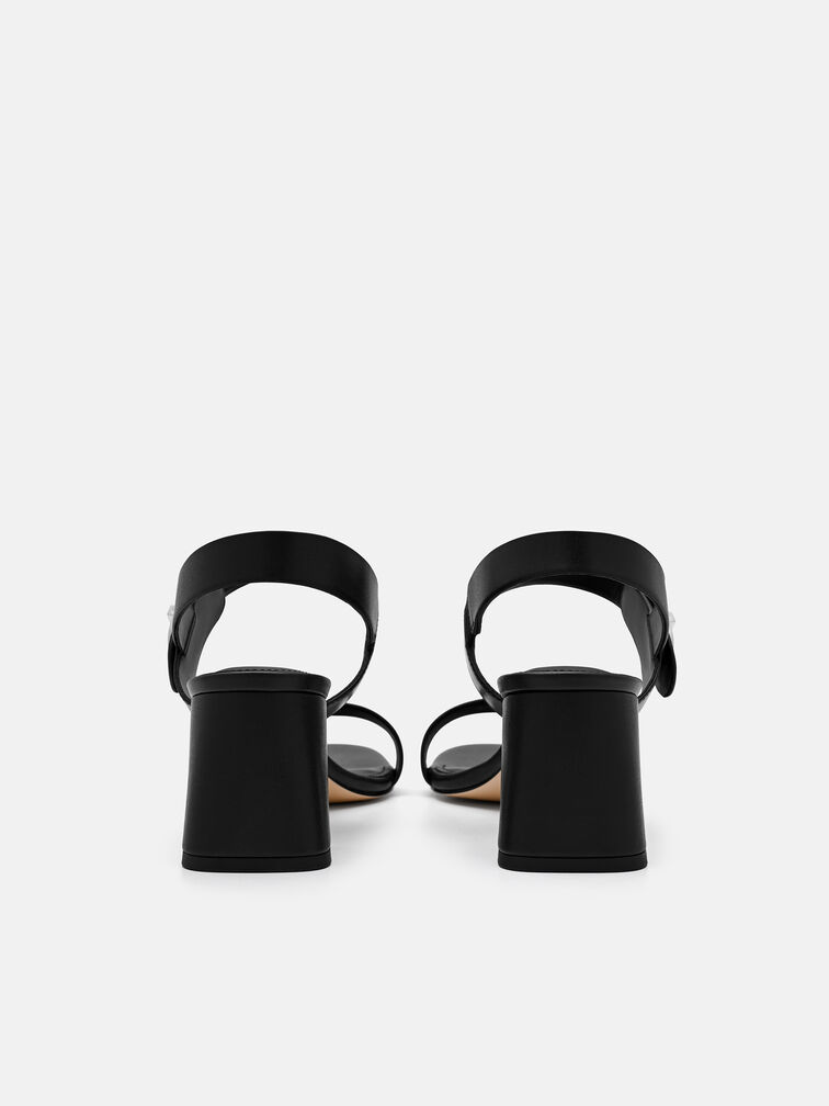 Sienna Leather Heel Sandals, Black