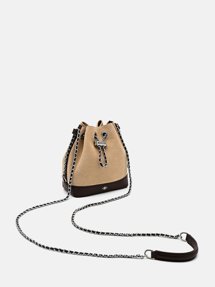 Suede Mini Bucket Bag, Multi