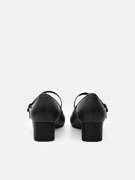 Claude Leather Mary Jane Pumps, Black