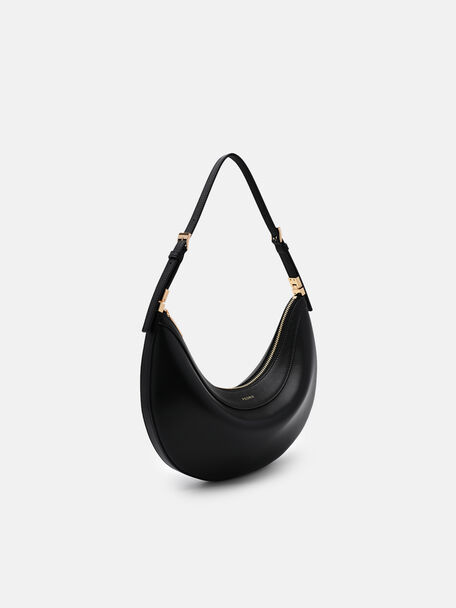 Jatte Leather Crescent Shoulder Bag, Black