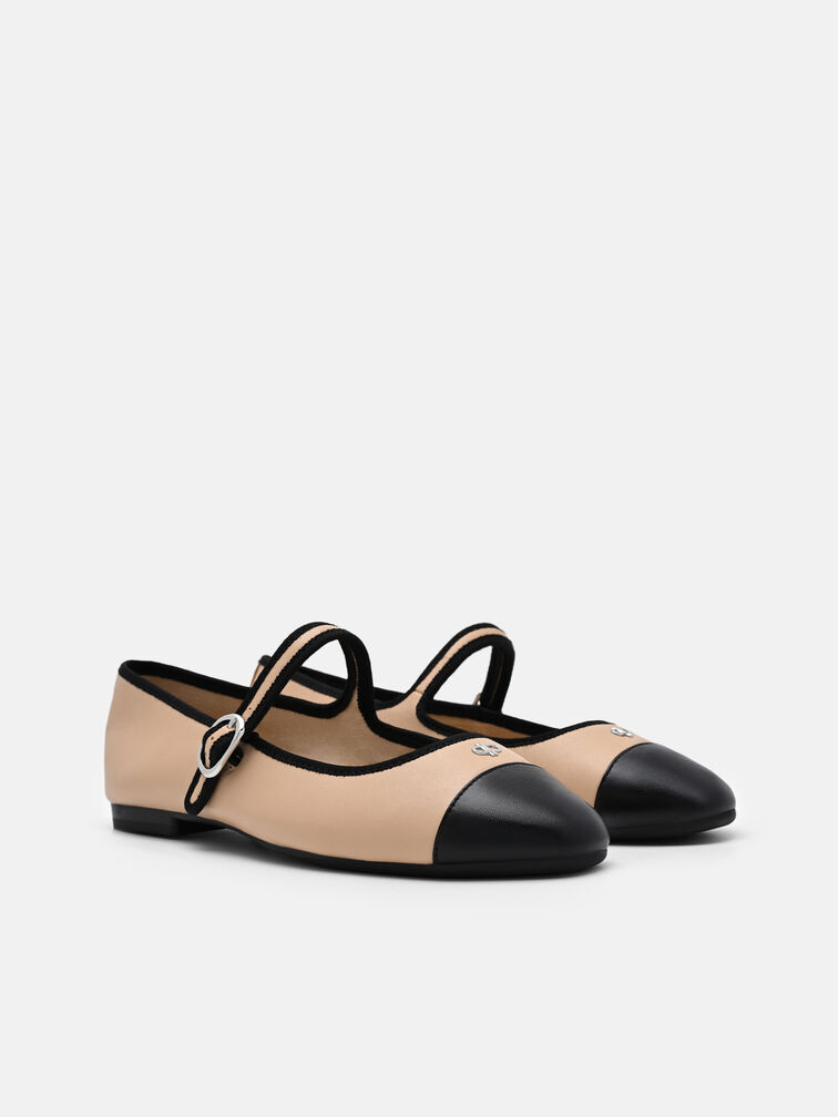 Alina Leather Ballerina Flats, Nude