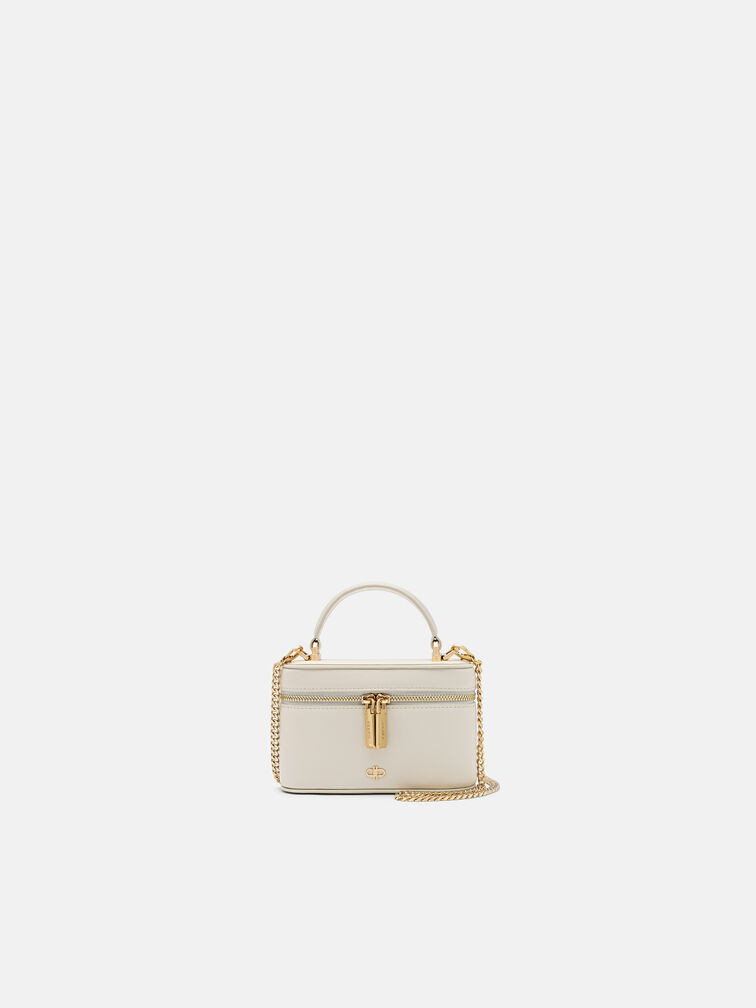 Ari Leather Vanity Case, Chalk