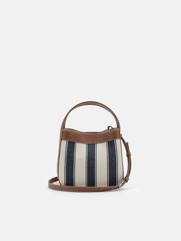 Dana Leather Bucket Bag, Multi Fabric
