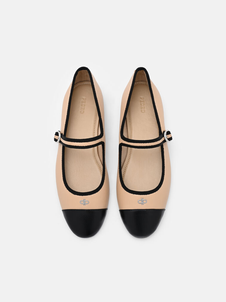 Alina Leather Ballerina Flats, Nude
