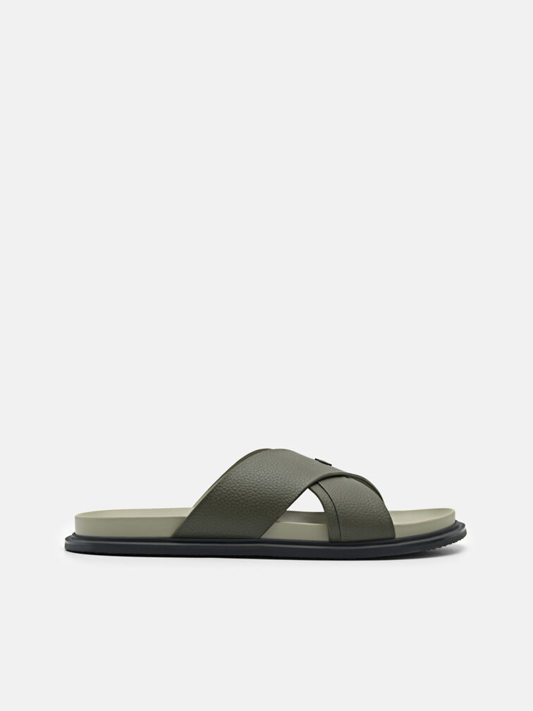 Cross Sandals, Olive