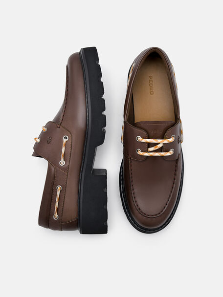Zoya Leather Boat Shoes, Dark Brown