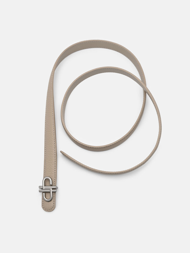 PEDRO Leather Tang Belt, Light Taupe Tumble