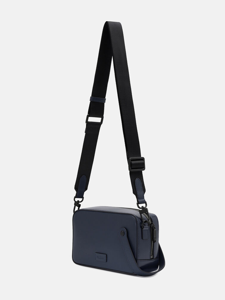 Leather Sling Bag, Navy