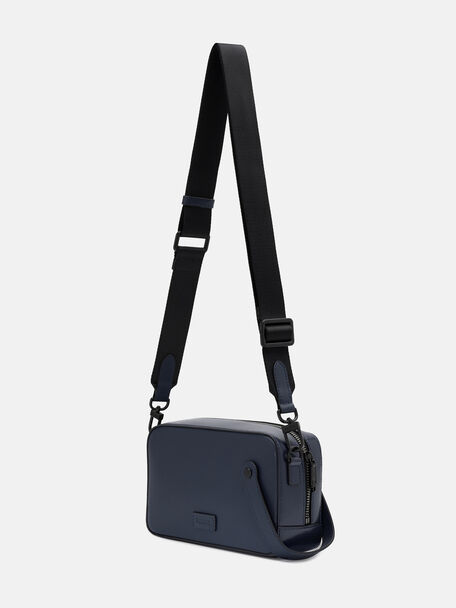 Leather Sling Bag, Navy