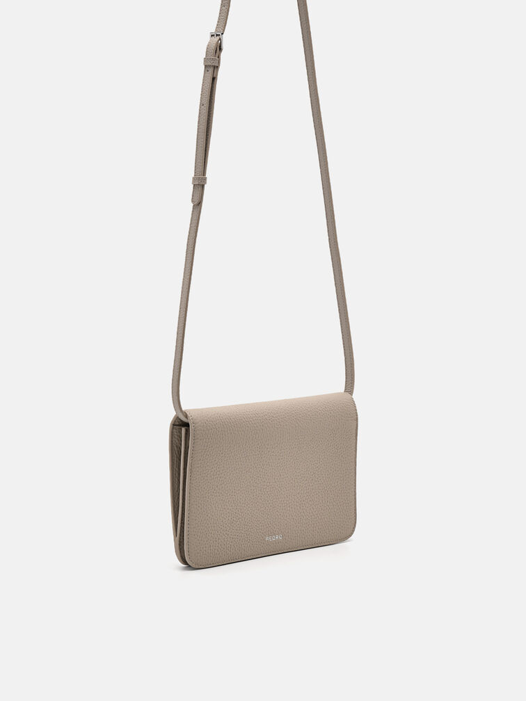 Embossed Leather Passport Holder, Taupe