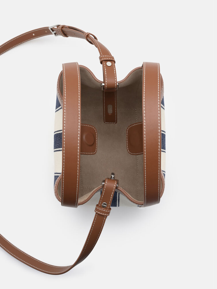 Dana Leather Bucket Bag, Multi Fabric