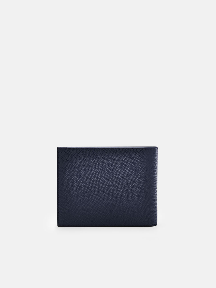 Oliver Leather Bi-Fold Wallet with Insert, Navy