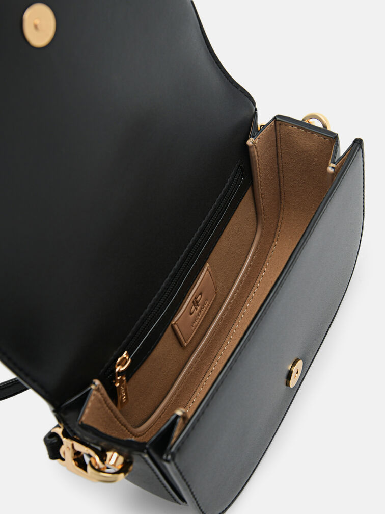 Leather Shoulder Bag, Black