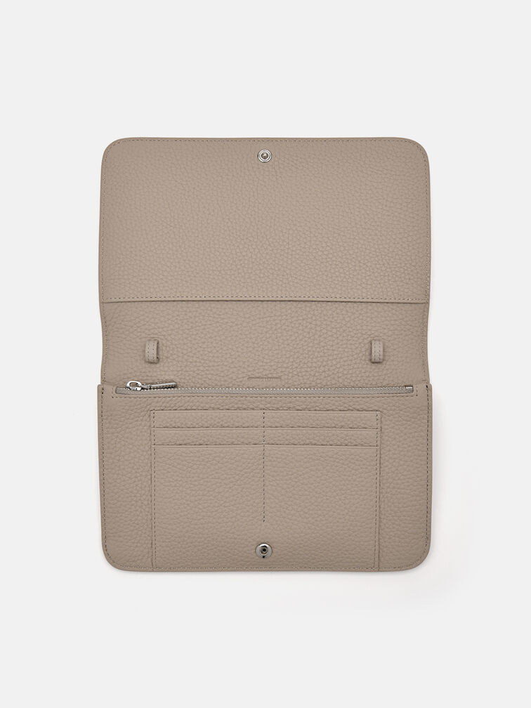 Embossed Leather Passport Holder, Taupe