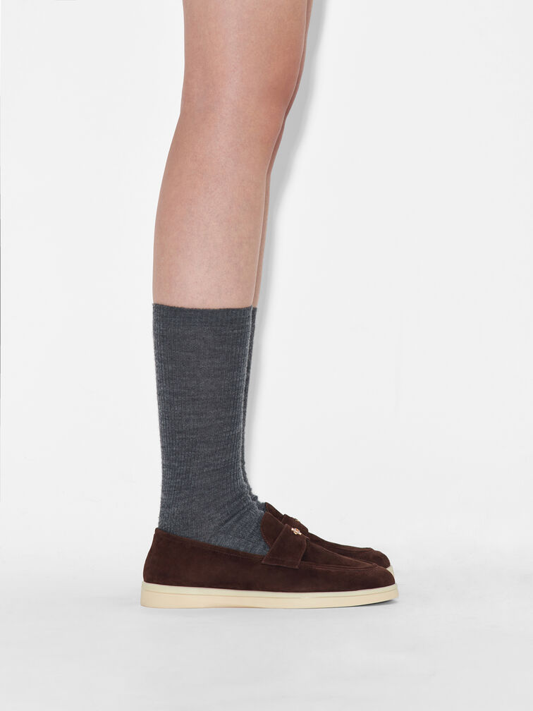 Suede Driving Shoes, Dark Brown