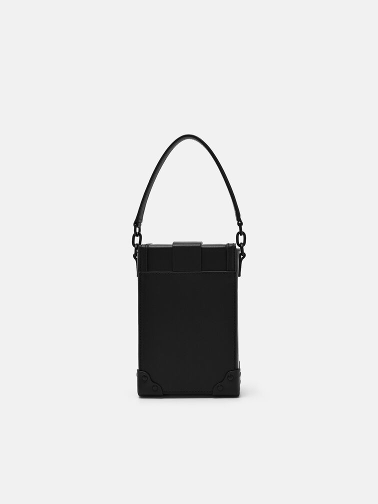Tex Leather Crossbody Bag, Black Tumble