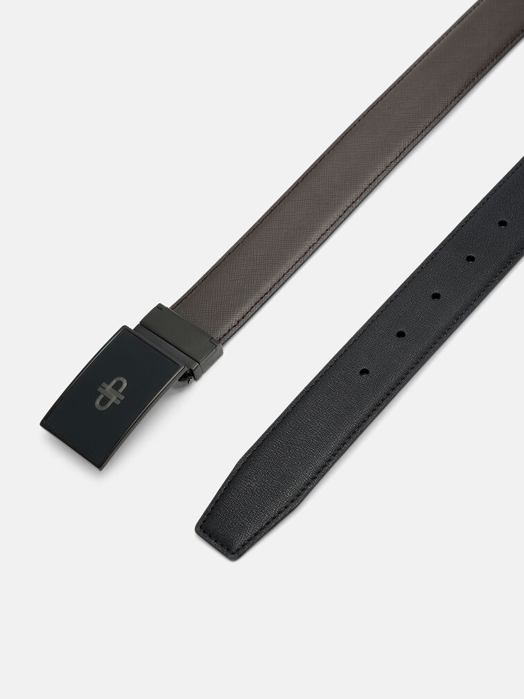 Leather Reversible Tang Belt, Black