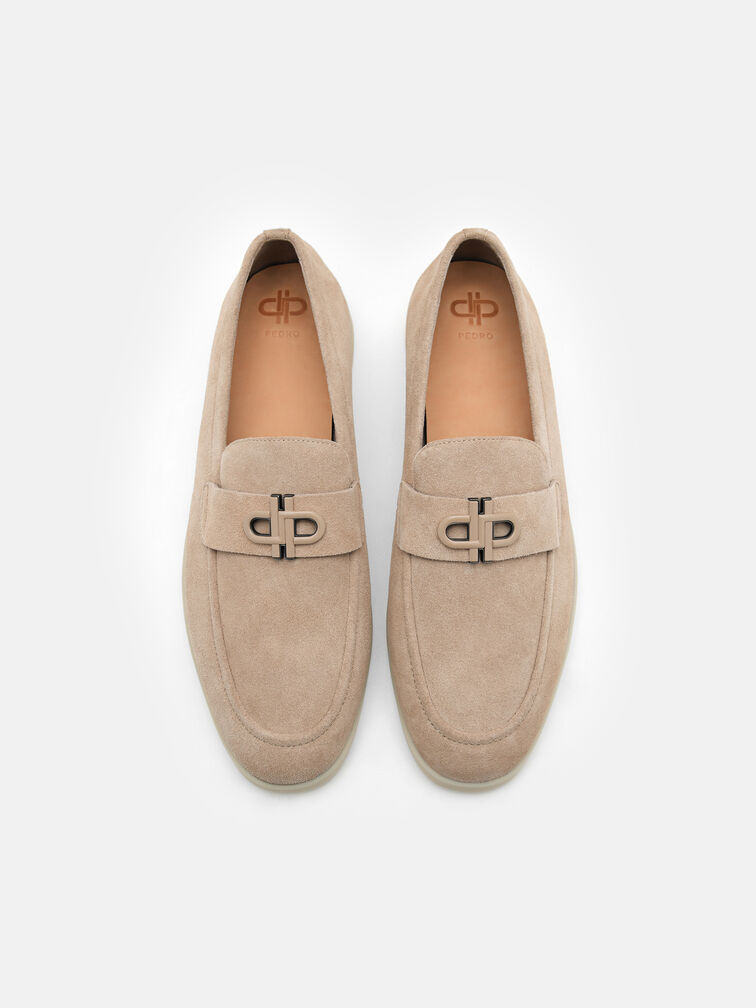 Suede Loafers, Taupe