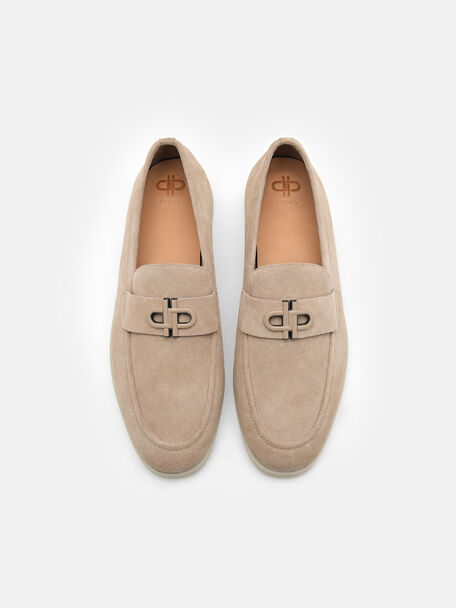 Suede Loafers, Taupe