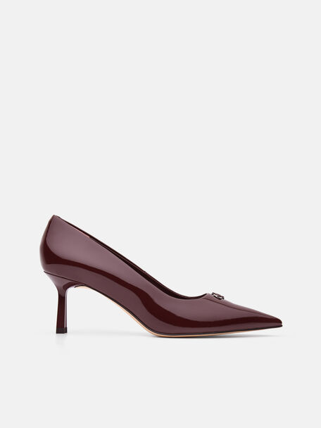 Leather Heel Pumps, Wine