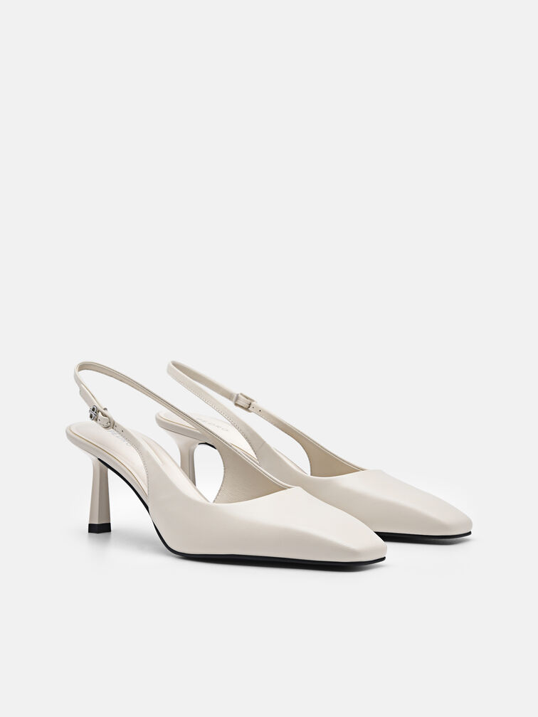 PEDRO Studio Leather Slingback Pumps, Chalk