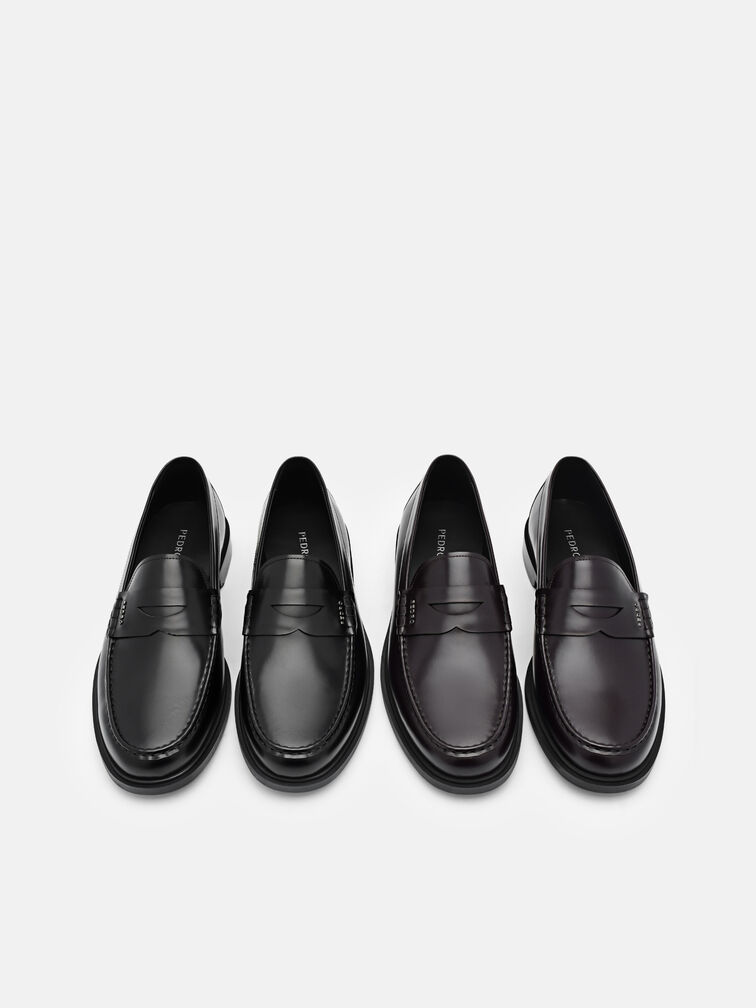 Kieran Leather Penny Loafers, Mahogany