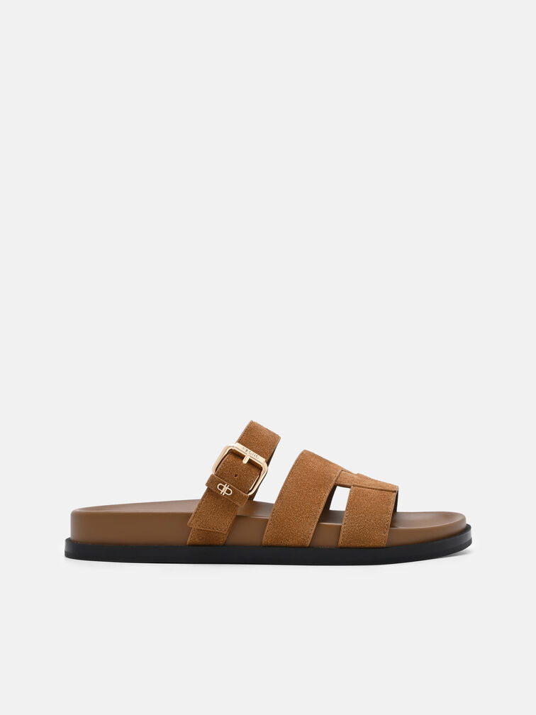 Iza Suede Sandals, Cognac