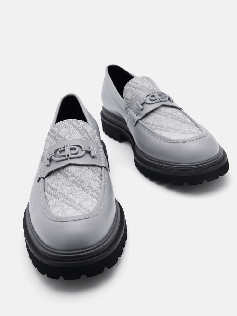 Leather Loafers, Grey