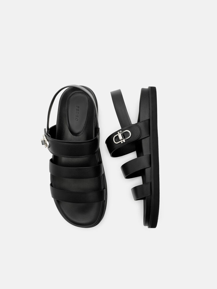 Sienna Leather Slingback Sandals, Black