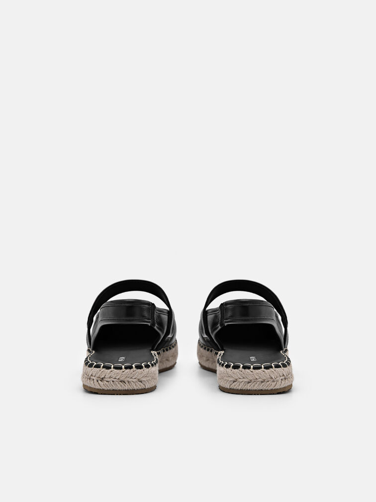 Leather Slingback Loafers, Black